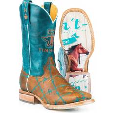 Tin Haul Tin Haul Barb Wire Square Toe Cowboy Boots Blue, Brown