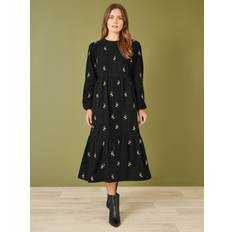 Midi Dresses Yumi Floral Embroidered Midi Dress, Black/Multi