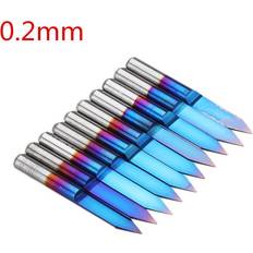 Power Tool Accessories Greenzech (0.2mm) 10pcs 0.1mm 0.2mm 40 Degree Engraving Bit Blue Nano Coated Carbide Flat Bottom PCB Engraving Bit CNC Router Tool