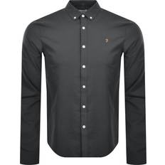 Grey - Men Shirts FARAH Vintage Brewer Long Sleeve Shirt Grey