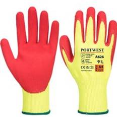 Red Work Gloves Portwest Nitrile Vis Tex HR Cut Resistant Gloves Yellow Red Pack of