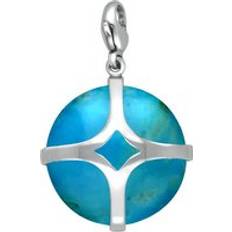 Turquoise Charms & Pendants Sterling Silver Turquoise Disc Open Cross Charm Silver