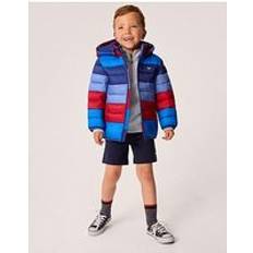 Crew Clothing Kids' Lightweight Striped Puffer Jacket, Red/Multi