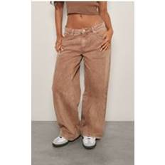 Beige Jeans PrettyLittleThing Petite Taupe Washed Low Rise Boyfriend Jeans, Brown