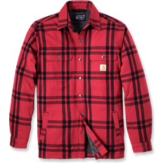 Ternede Overtøj Carhartt Relaxed Fit Flannel Sherpa-Lined Shirt Jacket Men's Clothing Crabapple (Reg)