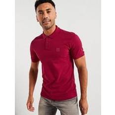 Clothing BOSS Stretch-cotton slim-fit polo shirt with logo patch Light Red