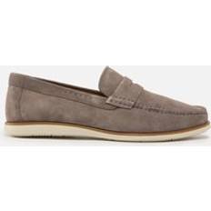 Grey - Men Loafers Dune London Men's Berkley Penny Suede Loafers Grey