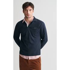 Clothing GANT Men Textured Collar Long Sleeve Polo Shirt