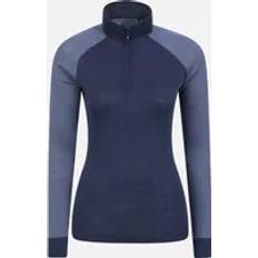 Clothing Mountain warehouse Womens/Ladies Merino Wool Zip Neck Thermal Top (Navy)