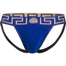 Versace Homme Sous-vêtements Versace Men's Greca Border Jockstrap, Blue 38/39/32