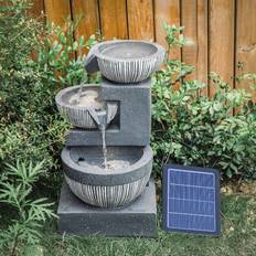 Living and Home Bowl Shape Water Feature Garden Solar Fountain LED Lights
