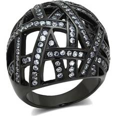 Black Rings Precious Stone Women IP Black Stainless Steel Ring with AAA Grade CZ in Clear