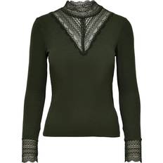 Only Lace Detail Top - Green/Rosin
