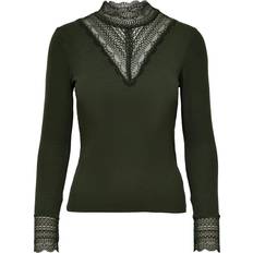 Only Nainen Puserot Only Onltilde L/S High Neck Lace Top - Vihreä