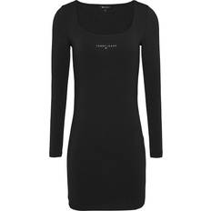 Short Dresses - Stretch Tommy Jeans Metallic Linear Bodycon Long Sleeve Short Dress Schwarz Frau