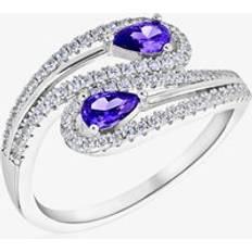 Rhodium Plated Rings Sterling Silver Two-Colour Crystal Crossover Ring (P) 8.84.9979 P