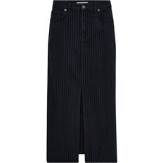 Co'Couture Skirts Co'Couture Denim Skirts, female, Black, Pinstripe Denim Skirt with Front Slit