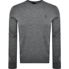 Polo Ralph Lauren Herre - Merinoull Klær Polo Ralph Lauren Merino Crew Neck Pullover Fawn Grey Heather