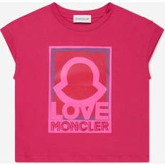 Moncler T-shirts Moncler Enfant Girls Teen Pink Cotton Love Logo T-Shirt