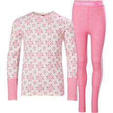 Pink Base Layer Children's Clothing Helly Hansen Junior's HH Graphic Lifa Merino Midweight Base Layer Set Pink 152/12 Sugar Pink