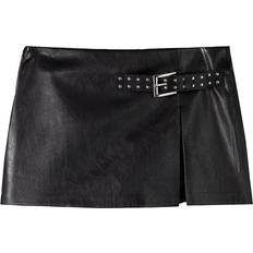 Reflectors Skirts Bershka Belted Faux Leather Mini Skirt - Black