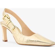 Michael Kors Heels & Pumps Michael Kors Darrington Metallic Crackled Leather Slingback Pump Gold