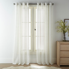 Ebern Designs Meilan Elegant Sheer Curtains Pair 63.0 H x 52.0 W in Polyester in White Gold