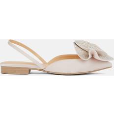 Karen Millen Diamante Floral Flat Slingback Blush