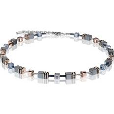 Geo Silver Rose-Gold Blue Necklace 42cm