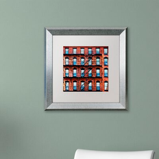 Interior Details Trademark Fine Art Brick Building Photographic Print on Canvas 16.0 H x 11.0 W x 0.5 D in Silver Framed/White Mat Framed Art 16x16"