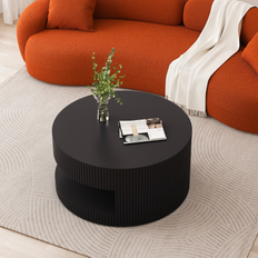 Coffee Tables Bed Bath & Beyond Modern Round Vertical Stripe with Storage 31.5 In. L x 31.5 W x 15.75 In. H Coffee Table