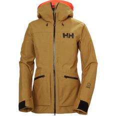 Gold - Skiing Jackets Helly Hansen Women's Powderqueen 3.0 Durable Ski Jacket Brown Lynx Brown