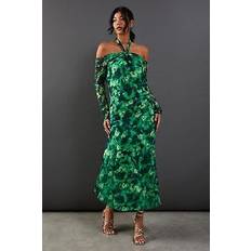 Warehouse green midi dress womens daywear dresses