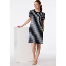 Schiesser Natkjoler Schiesser Women Shortsleeve Nightshirt - Blue/White