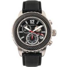 M51 Series Chronograph Leather-Band with Date Silver One Size