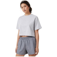 Cropped T-shirt I Firkantet Snit - Grå