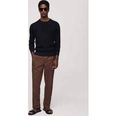 Mango Ribbed cotton knitted sweater dark navy Man MANGO MAN Dark Navy