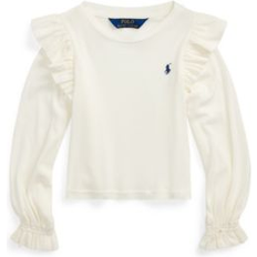 White Sweatshirts Children's Clothing Polo Ralph Lauren Toddler and Little Girls Ruffled Cotton-Modal Long-Sleeve Sweatshirt White