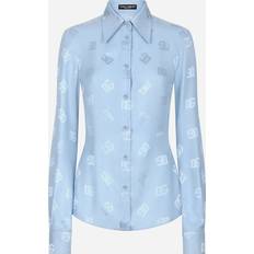 Dolce & Gabbana Damen Hemden Dolce & Gabbana Seidenjacquard-Shirt mit DG-Logo