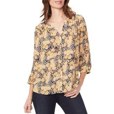 3XL Blouses NYDJ Women's Pintuck Split Neck Top Graceful Geo