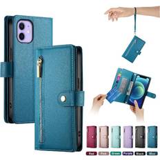 Apple iPhone 12 mini Wallet Cases GANGXUN (Blue) Flip Case for iphone 12 Mini Wrist Strap Wallet Compartment Kickstand Multifunctional Card Slots