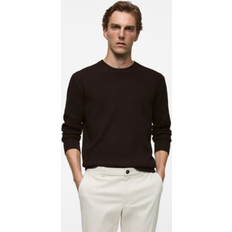 Sweaters Mango Men's Ribbed Cotton Knitted Sweater Chocolate