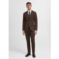 Brown - Men Suits Mango Men's Stretch Fabric Super Suit Blazer Tobacco Brown