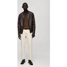 Outerwear Mango Men's Zip-Up Leather-Effect Jacket Chocolate