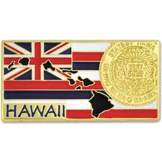 Men Brooches Pinmart Pinmart's state shape of hawaii and hawaii flag lapel pin 1-1/4" Piece