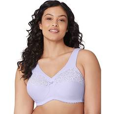 Purple Bras Glamorise Full Figure Plus MagicLift Cotton Support Bra Wirefree #1001 Lilac