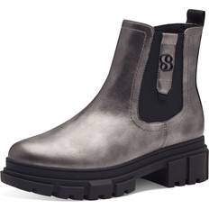 s.Oliver Damen Chelsea Boots mit Reißverschluss Vegan, Silber (Pewter)