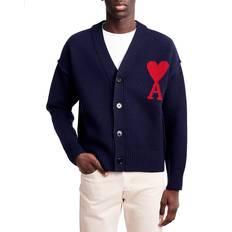 Blauw - Unisex Vesten Ami Paris A Heart Cardigan - Navy/Red