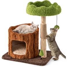 Costway Multifunctional Cat Tree Modern Cat Tower with Sisal Covered Scratching Posts - Brown