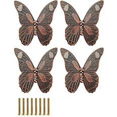 4pcs Butterfly Drawer Handle Shape Cabinet Knob Pull Handles for Cabinet Drawer Wardrobe Cupboard Wooden Box Case Red